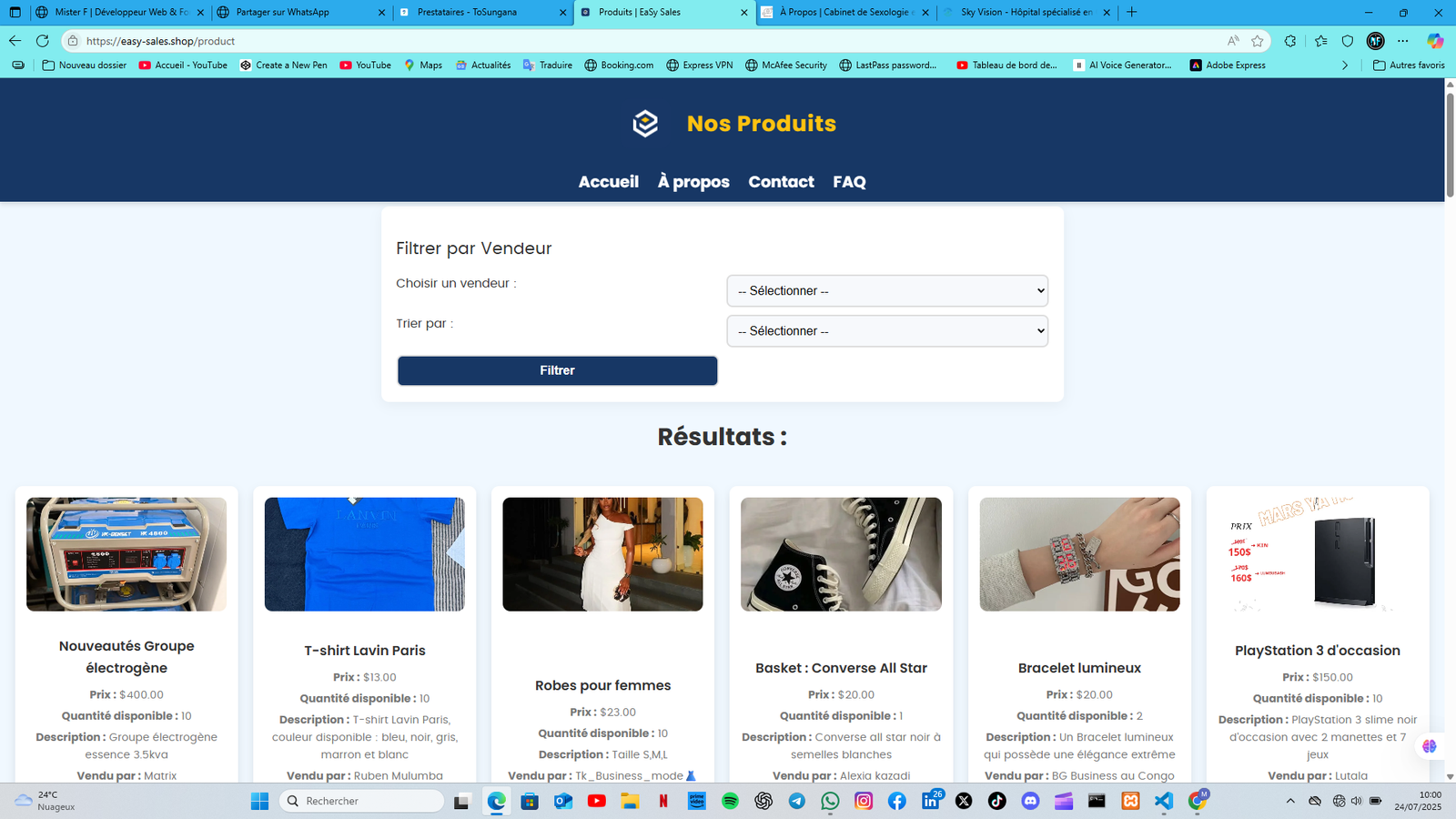 Application gestion clients